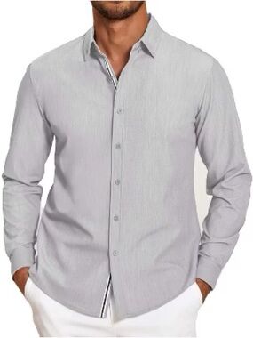 Calvin Klein Light Gray Button-Down Shirt Jacket